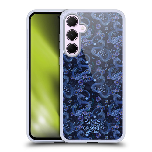 Episodic Drawing Spooky Patterns Floral Dragon Soft Gel Case for Samsung Galaxy A35 5G