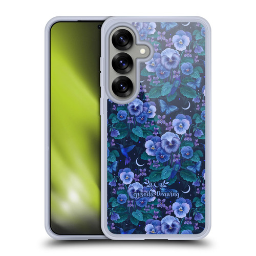 Episodic Drawing Florals & Serpents Violet Blue Flowers Soft Gel Case for Samsung Galaxy S25 & MagSafe