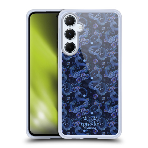 Episodic Drawing Spooky Patterns Floral Dragon Soft Gel Case for Samsung Galaxy A55 5G