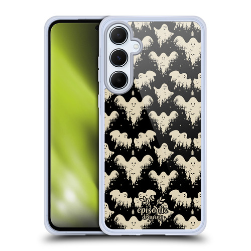 Episodic Drawing Spooky Patterns Halloween Ghost Soft Gel Case for Samsung Galaxy A55 5G