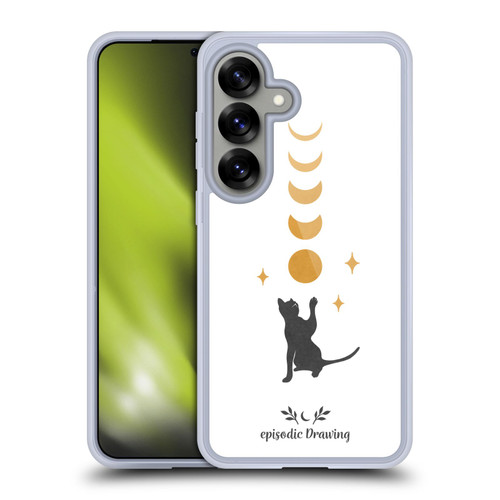 Episodic Drawing Mix Illustrations Cat And Moon Soft Gel Case for Samsung Galaxy S25 & MagSafe