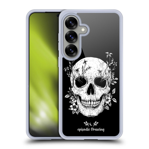 Episodic Drawing Mix Illustrations Floral Skull Soft Gel Case for Samsung Galaxy S25 & MagSafe