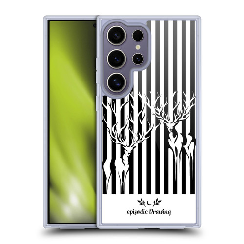 Episodic Drawing Mix Illustrations Deers In Stripes Soft Gel Case for Samsung Galaxy S25 Ultra & MagSafe