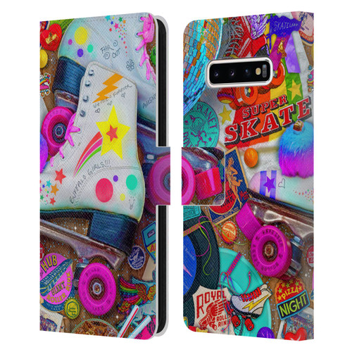 Aimee Stewart Colourful Sweets Skate Night Leather Book Wallet Case Cover For Samsung Galaxy S10+ / S10 Plus