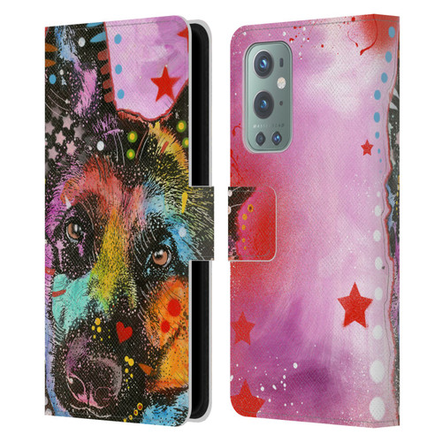 Dean Russo Dogs German Shepherd Leather Book Wallet Case Cover For OnePlus 9