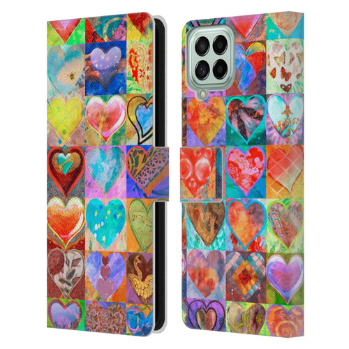 Aimee Stewart Colourful Sweets Hearts Grid Leather Book Wallet Case Cover For Samsung Galaxy M53 (2022)