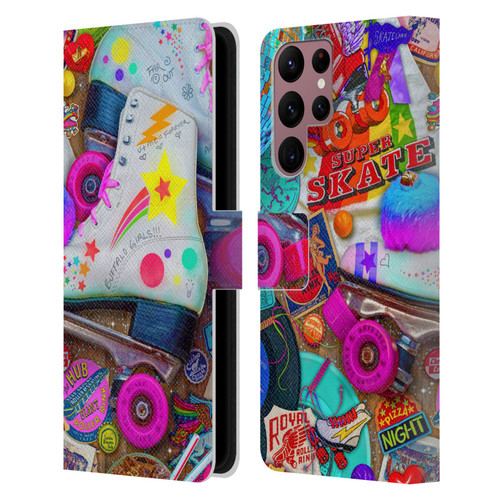 Aimee Stewart Colourful Sweets Skate Night Leather Book Wallet Case Cover For Samsung Galaxy S22 Ultra 5G