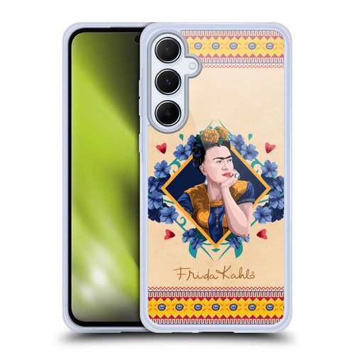 Frida Kahlo Portrait Indigo Soft Gel Case for Samsung Galaxy A55 5G