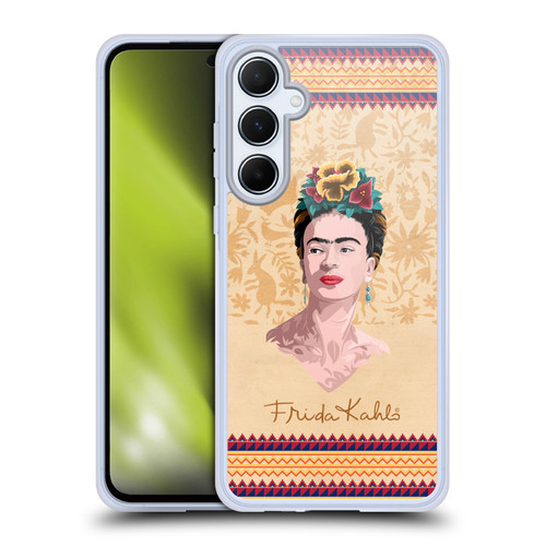 Frida Kahlo Portrait Yellow Soft Gel Case for Samsung Galaxy A55 5G