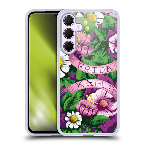 Frida Kahlo Purple Florals Lace Soft Gel Case for Samsung Galaxy A35 5G