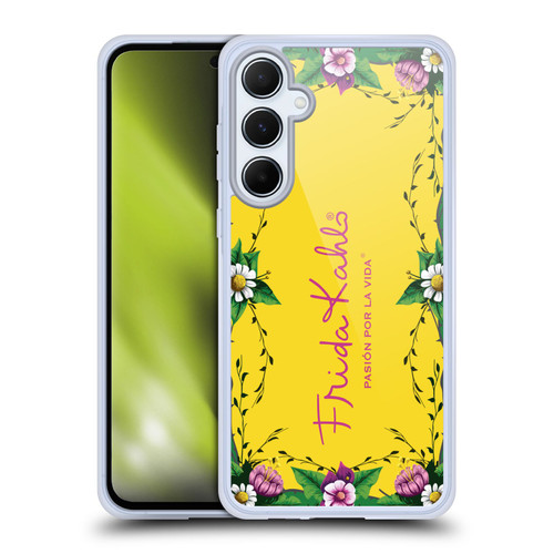 Frida Kahlo Purple Florals Frame Soft Gel Case for Samsung Galaxy A55 5G
