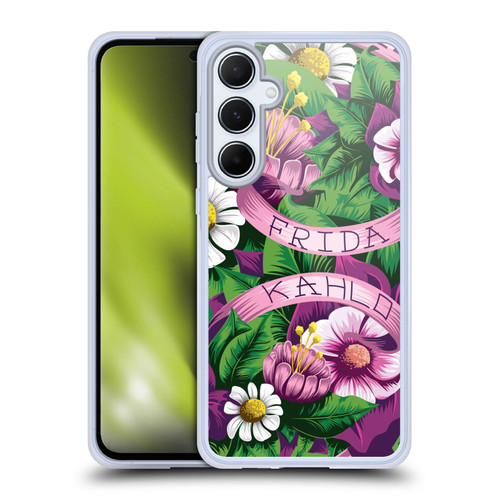 Frida Kahlo Purple Florals Lace Soft Gel Case for Samsung Galaxy A55 5G