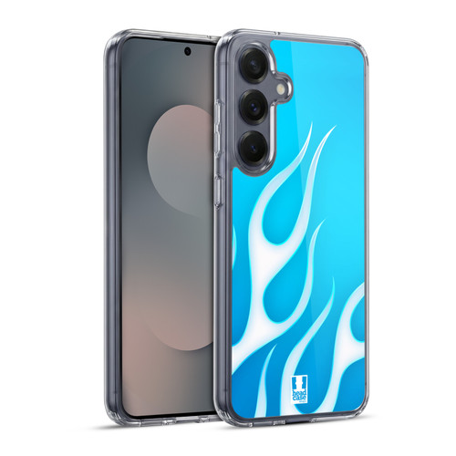 Head Case Designs Flame Decals Freezing Blue Soft Gel Case for Samsung Galaxy S25+ & MagSafe