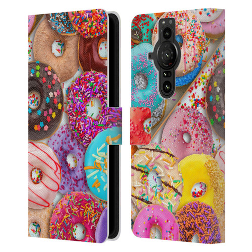 Aimee Stewart Colourful Sweets Donut Noms Leather Book Wallet Case Cover For Sony Xperia Pro-I