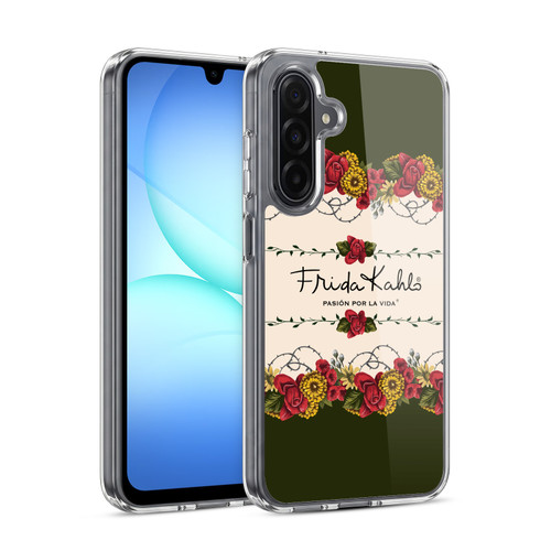 Frida Kahlo Red Florals Border Soft Gel Case for Samsung Galaxy A17 4G / 5G