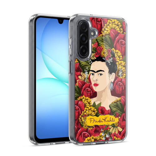 Frida Kahlo Red Florals Portrait Pattern Soft Gel Case for Samsung Galaxy A17 4G / 5G