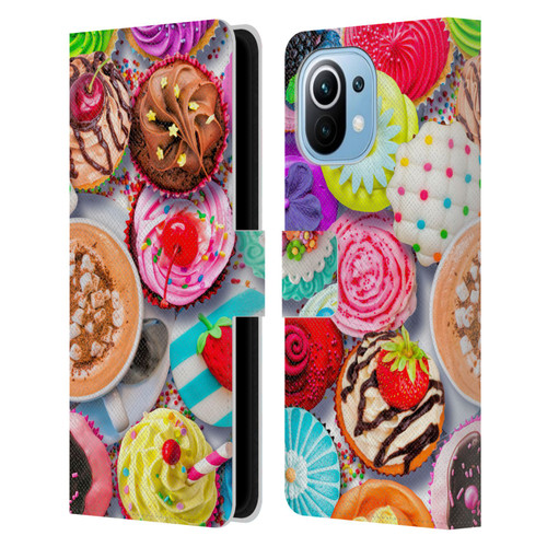 Aimee Stewart Colourful Sweets Cupcakes And Cocoa Leather Book Wallet Case Cover For Xiaomi Mi 11