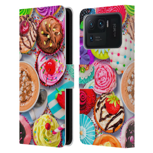 Aimee Stewart Colourful Sweets Cupcakes And Cocoa Leather Book Wallet Case Cover For Xiaomi Mi 11 Ultra
