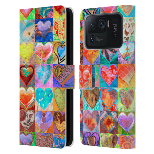 Aimee Stewart Colourful Sweets Hearts Grid Leather Book Wallet Case Cover For Xiaomi Mi 11 Ultra