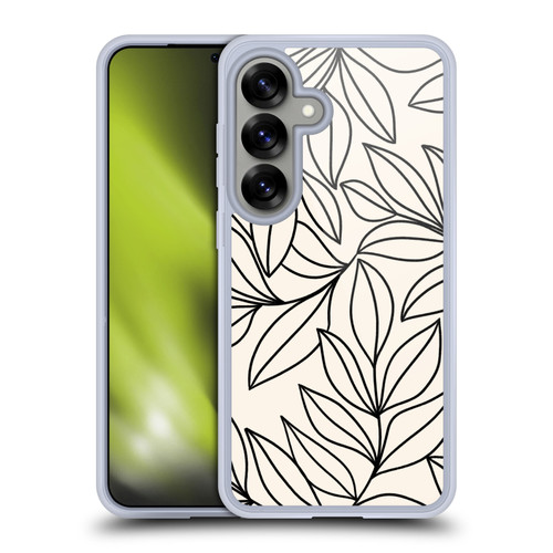 Gabriela Thomeu Floral Black And White Leaves Soft Gel Case for Samsung Galaxy S25 & MagSafe