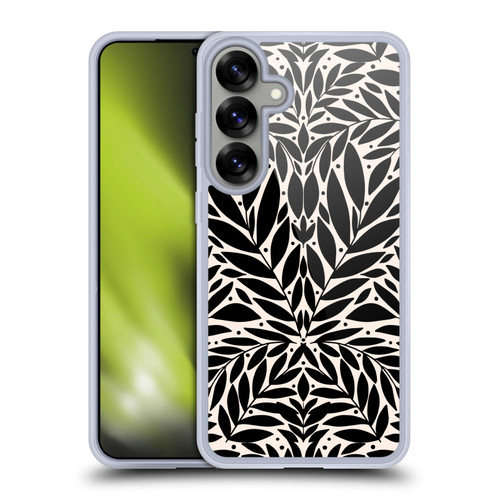 Gabriela Thomeu Floral Black And White Folk Leaves Soft Gel Case for Samsung Galaxy S25+ & MagSafe