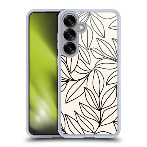 Gabriela Thomeu Floral Black And White Leaves Soft Gel Case for Samsung Galaxy S25+ & MagSafe