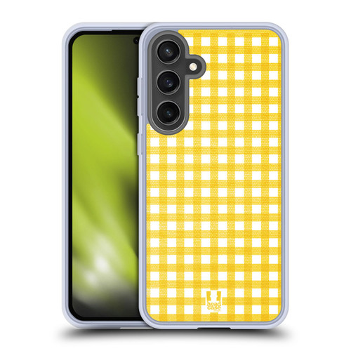 Head Case Designs Gingham-Patterns Yellow Soft Gel Case for Samsung Galaxy S24 FE & MagSafe