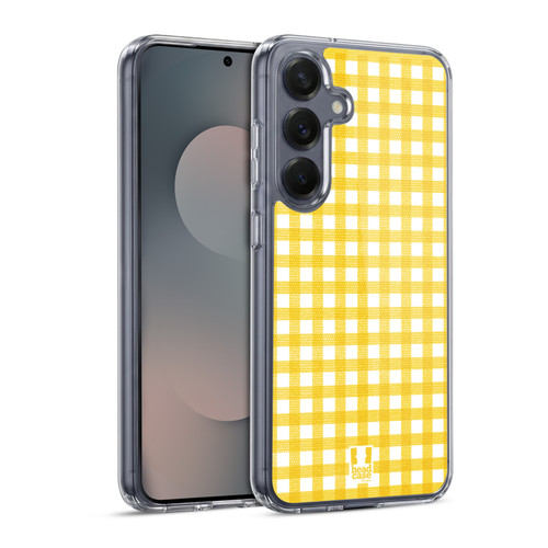 Head Case Designs Gingham-Patterns Yellow Soft Gel Case for Samsung Galaxy S25 & MagSafe