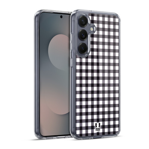 Head Case Designs Gingham-Patterns Black Soft Gel Case for Samsung Galaxy S25+ & MagSafe