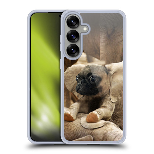 Pixelmated Animals Surreal Wildlife Pugephant Soft Gel Case for Samsung Galaxy S25+ & MagSafe