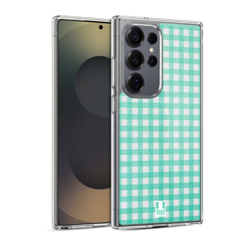 Head Case Designs Gingham-Patterns Green Soft Gel Case for Samsung Galaxy S25 Ultra & MagSafe