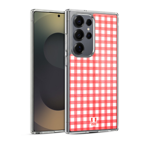 Head Case Designs Gingham-Patterns Red Soft Gel Case for Samsung Galaxy S25 Ultra & MagSafe