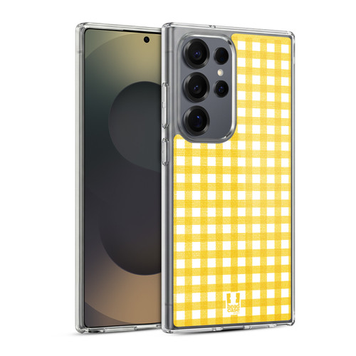 Head Case Designs Gingham-Patterns Yellow Soft Gel Case for Samsung Galaxy S25 Ultra & MagSafe
