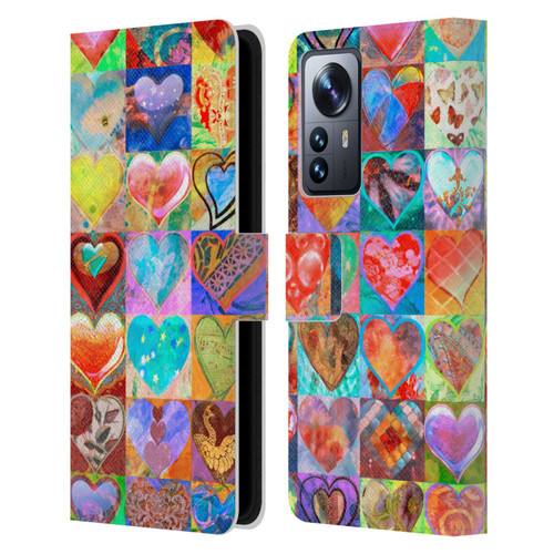 Aimee Stewart Colourful Sweets Hearts Grid Leather Book Wallet Case Cover For Xiaomi 12 Pro