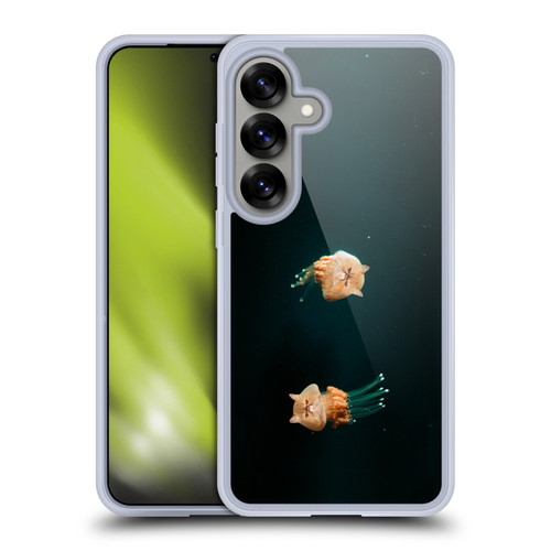 Pixelmated Animals Surreal Pets Jellyfish Cats Soft Gel Case for Samsung Galaxy S25 & MagSafe