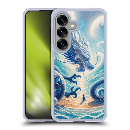 Shambhala Light Visionary Art Ethereal Graphics Blue Dragon Wave Soft Gel Case for Samsung Galaxy S25 & MagSafe