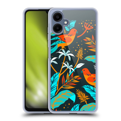 Haroulita Birds And Flowers Orange Blue Soft Gel Case for Samsung Galaxy A06 4G / 5G