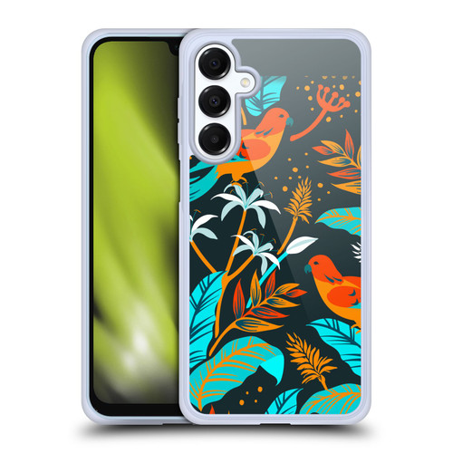 Haroulita Birds And Flowers Orange Blue Soft Gel Case for Samsung Galaxy A16 5G & MagSafe