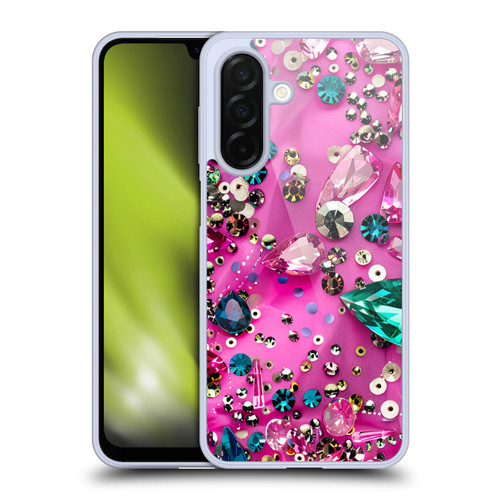 Haroulita Fancy Pattern Gemstones Hot Pink Soft Gel Case for Samsung Galaxy A26 5G