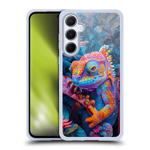Haroulita Mix Art Animals Iguana Blue And Orange Soft Gel Case for Samsung Galaxy A55 5G
