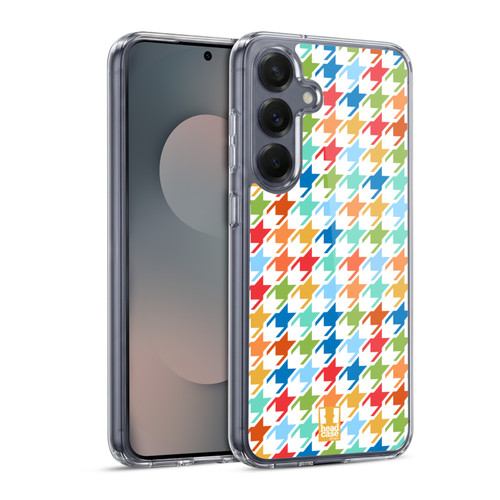 Head Case Designs Houndstooth-Patterns Rainbow Soft Gel Case for Samsung Galaxy S25 & MagSafe