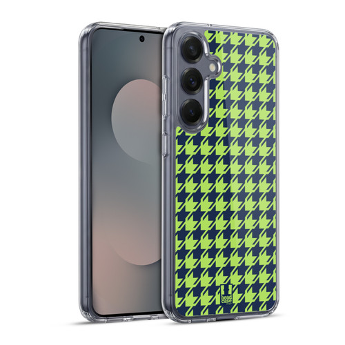 Head Case Designs Houndstooth-Patterns Yellow Green Soft Gel Case for Samsung Galaxy S25+ & MagSafe