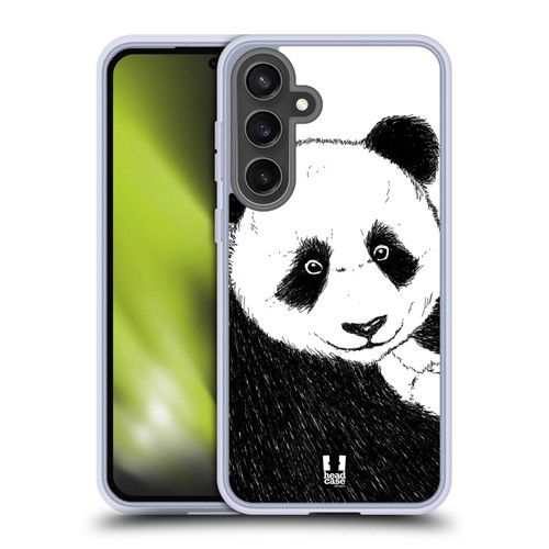Head Case Designs Hand Drawn Animals Panda Sketch Soft Gel Case for Samsung Galaxy S24 FE & MagSafe