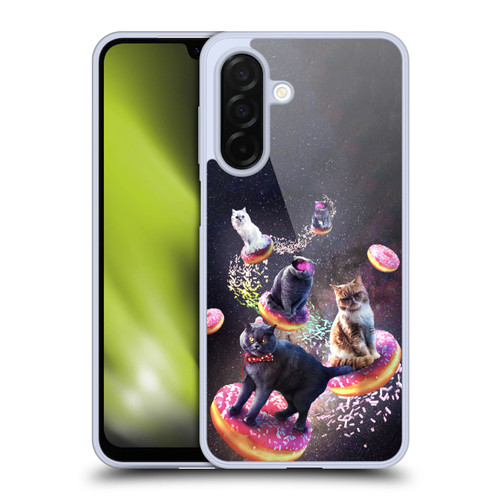 Random Galaxy Animals Space Cats Riding Donuts Soft Gel Case for Samsung Galaxy A26 5G