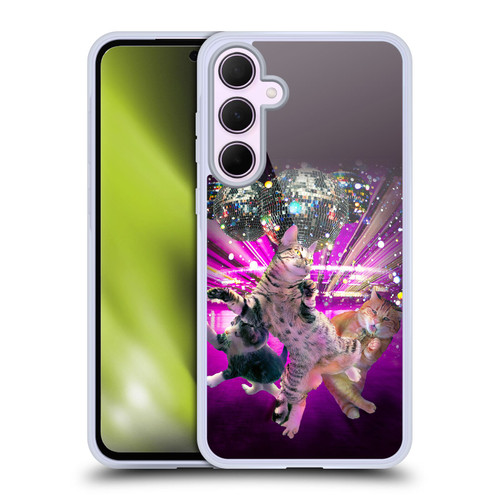 Random Galaxy Animals Disco Dancing Cat Soft Gel Case for Samsung Galaxy A35 5G