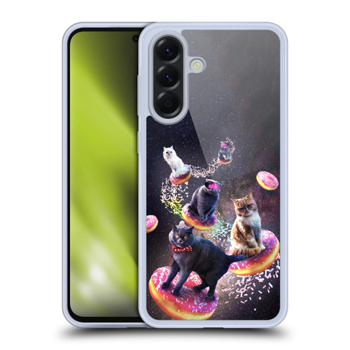 Random Galaxy Animals Space Cats Riding Donuts Soft Gel Case for Samsung Galaxy A56 5G
