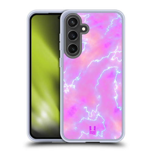 Head Case Designs Iridiscent Marble Electric Pink Soft Gel Case for Samsung Galaxy S24 FE & MagSafe