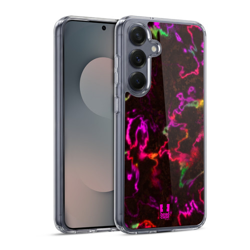 Head Case Designs Iridiscent Marble Neon Soft Gel Case for Samsung Galaxy S25 & MagSafe