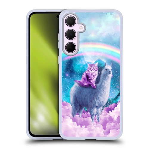 Random Galaxy Space Llama Cloudy Cat In Rainbow Soft Gel Case for Samsung Galaxy A35 5G