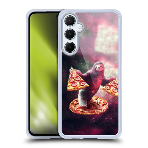 Random Galaxy Space Pizza Ride Galaxy Sloth Soft Gel Case for Samsung Galaxy A55 5G